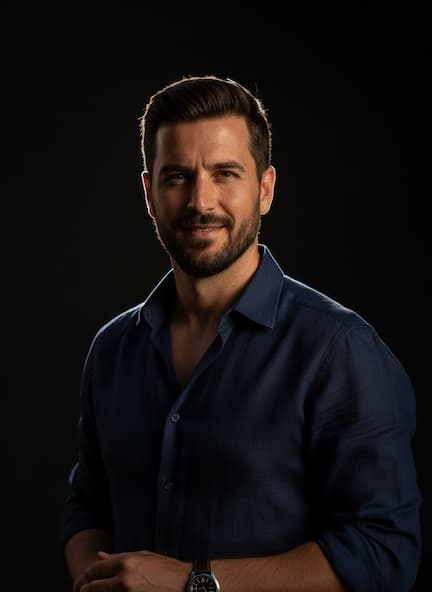 Male Studio Low Key AI headshot example